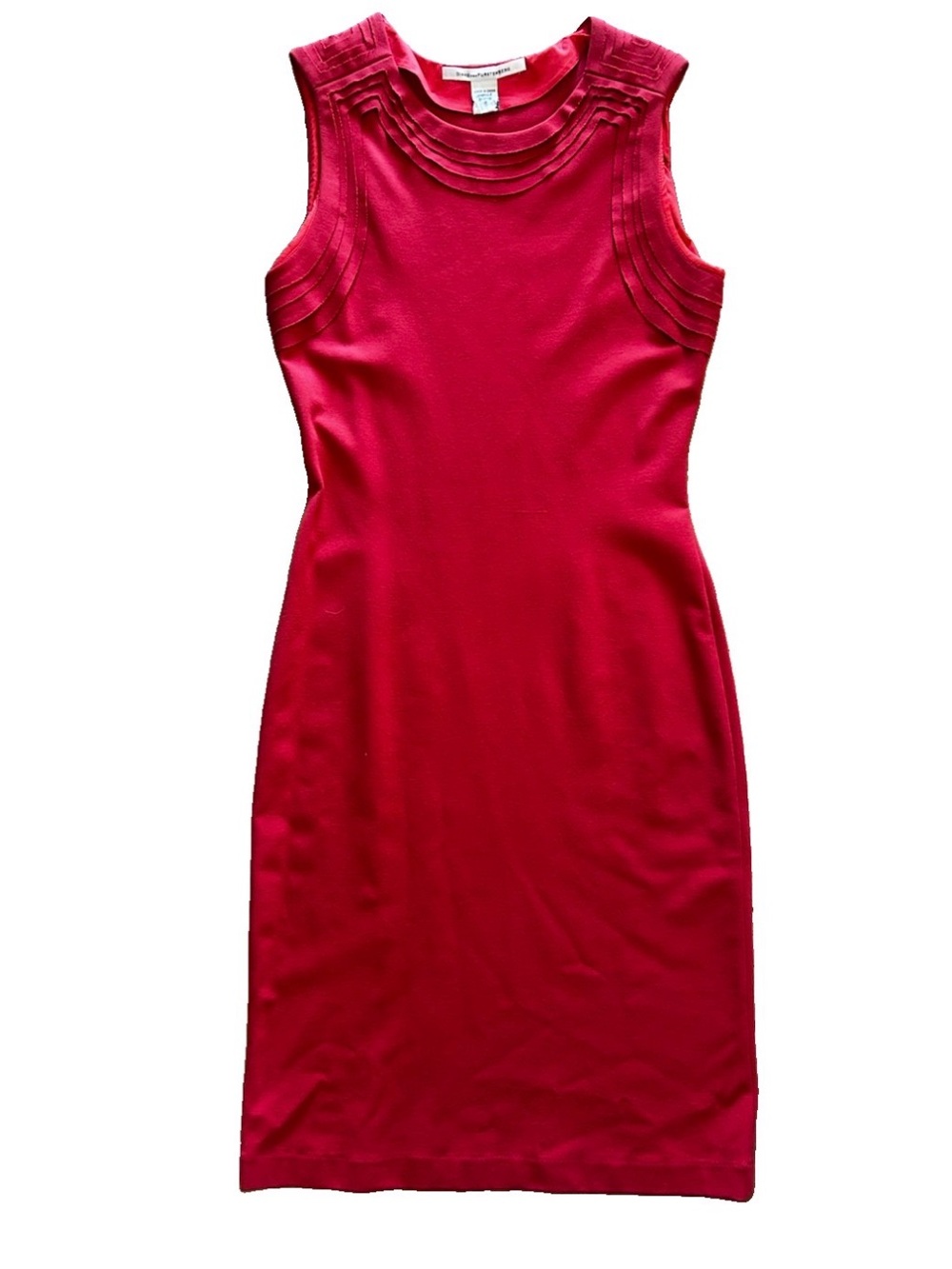 Diane von Furstenberg Red Pleated Sheath Dress Size 10